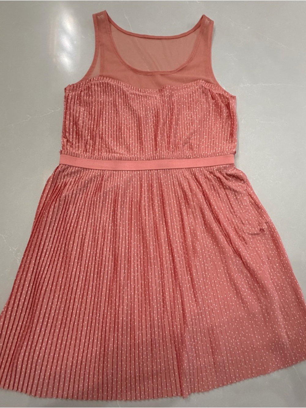 LC Lauren Conrad Coral Pink Sleeveless Pleated Dress